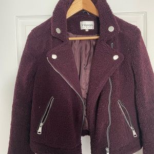 Plum Teddy Moto Jacket